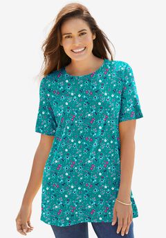 Perfect Printed Short-Sleeve Crewneck Tee