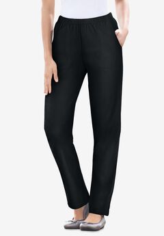 Fineline Pull-On Elastic Waist Straight-Leg Stretch Denim Jeans