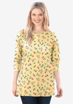 Perfect Printed Long-Sleeve Crewneck Tee