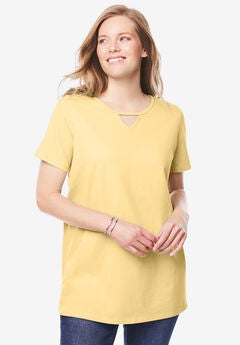Perfect Short-Sleeve Keyhole Tee