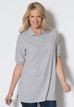 Elbow-Sleeve Polo Tunic