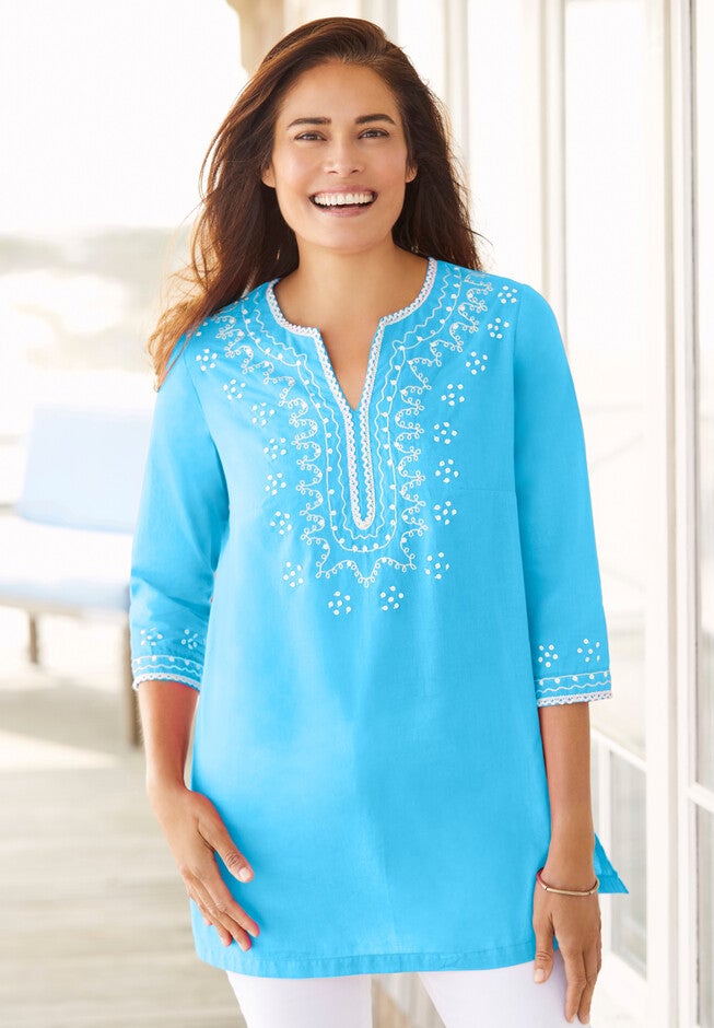 Sequined cotton tunic, , alternate image number null