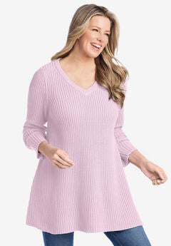 V-Neck Shaker Trapeze Sweater