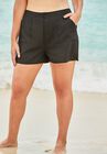 Cargo Swim Shorts with Side Slits, BLACK, hi-res image number null