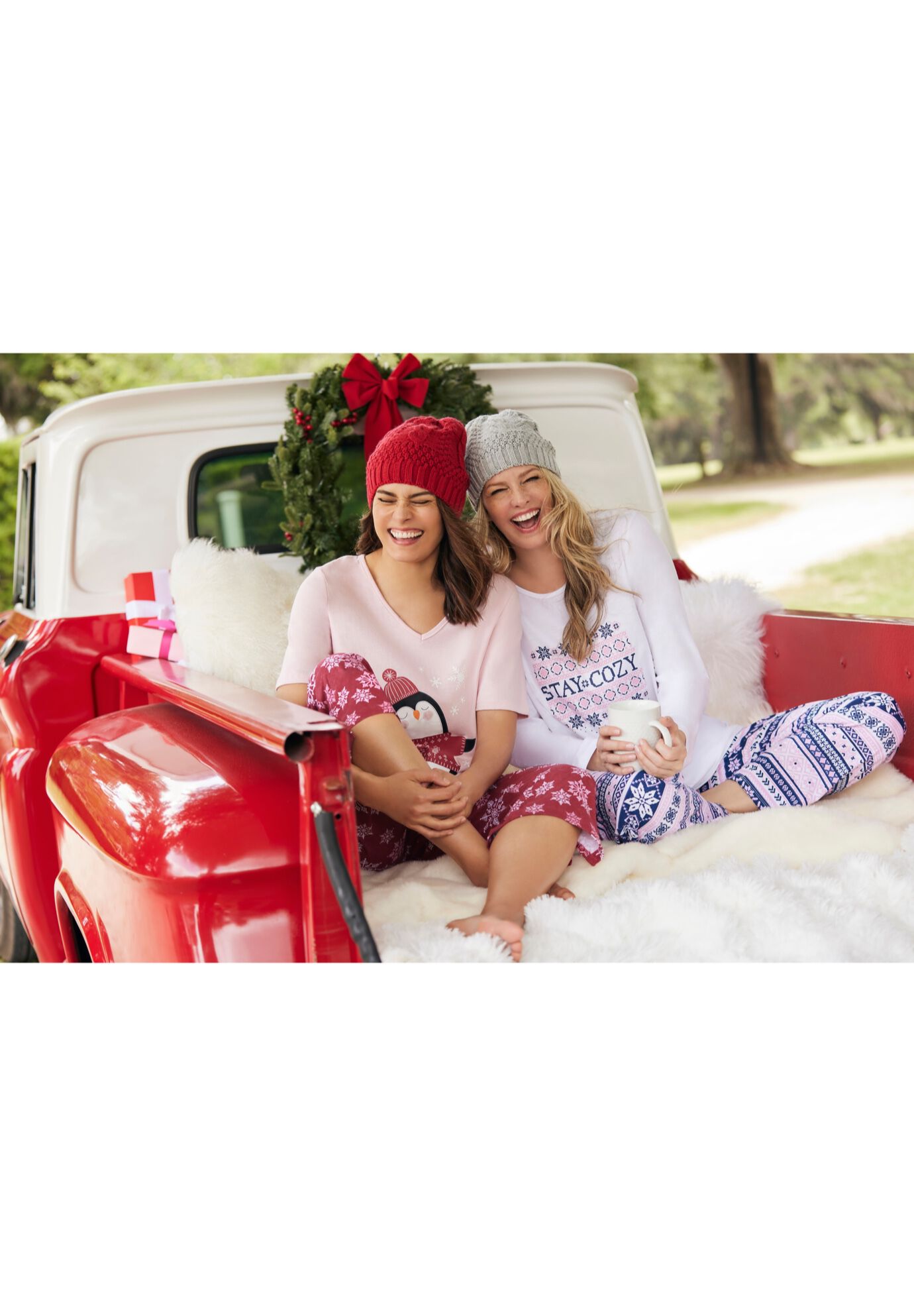 Woman within christmas pajamas 2025