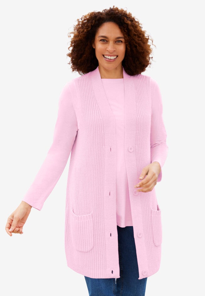 Shaker Knit Vest, PINK, hi-res image number null
