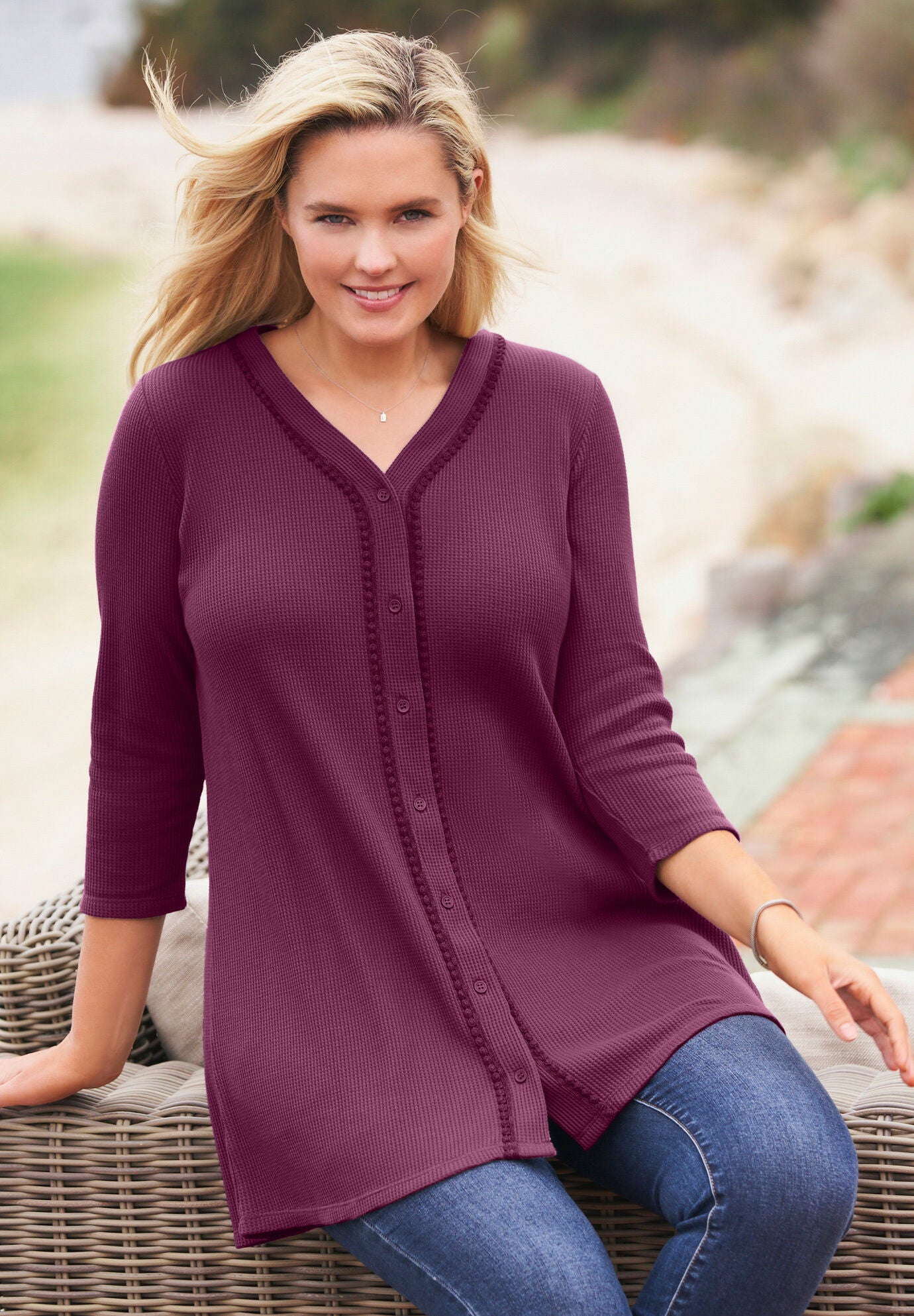 Thermal Button Front Tunic Woman Within