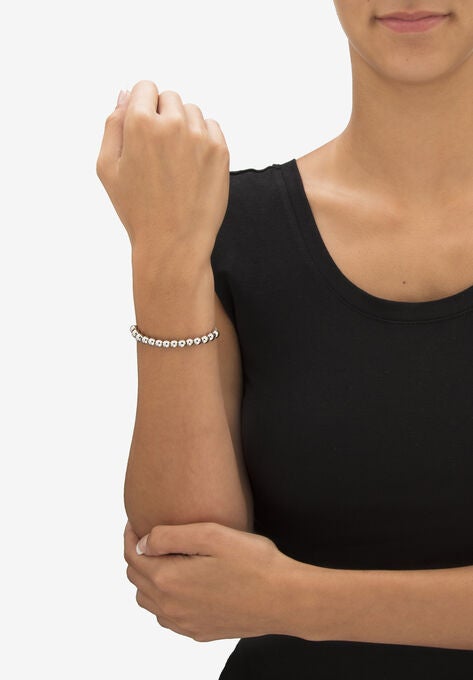 4-Piece Beaded Earrings and Bracelet Set in Silvertone, , alternate image number null