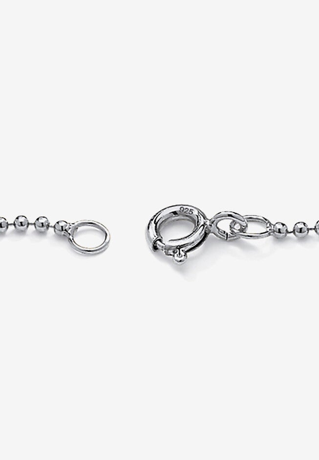 Platinum Plated Silver Ankle Bracelet (2Mm), Round Simulated Birthstone 11 Inches, , on-hover image number 1