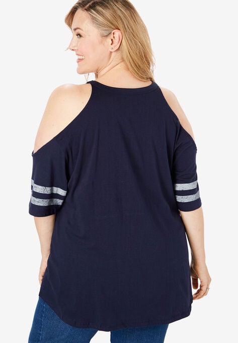 MLB Cold-Shoulder Logo Tee, , on-hover image number null