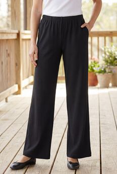7-Day Wide-Leg Elastic-Waist Stretchy Knit Pant
