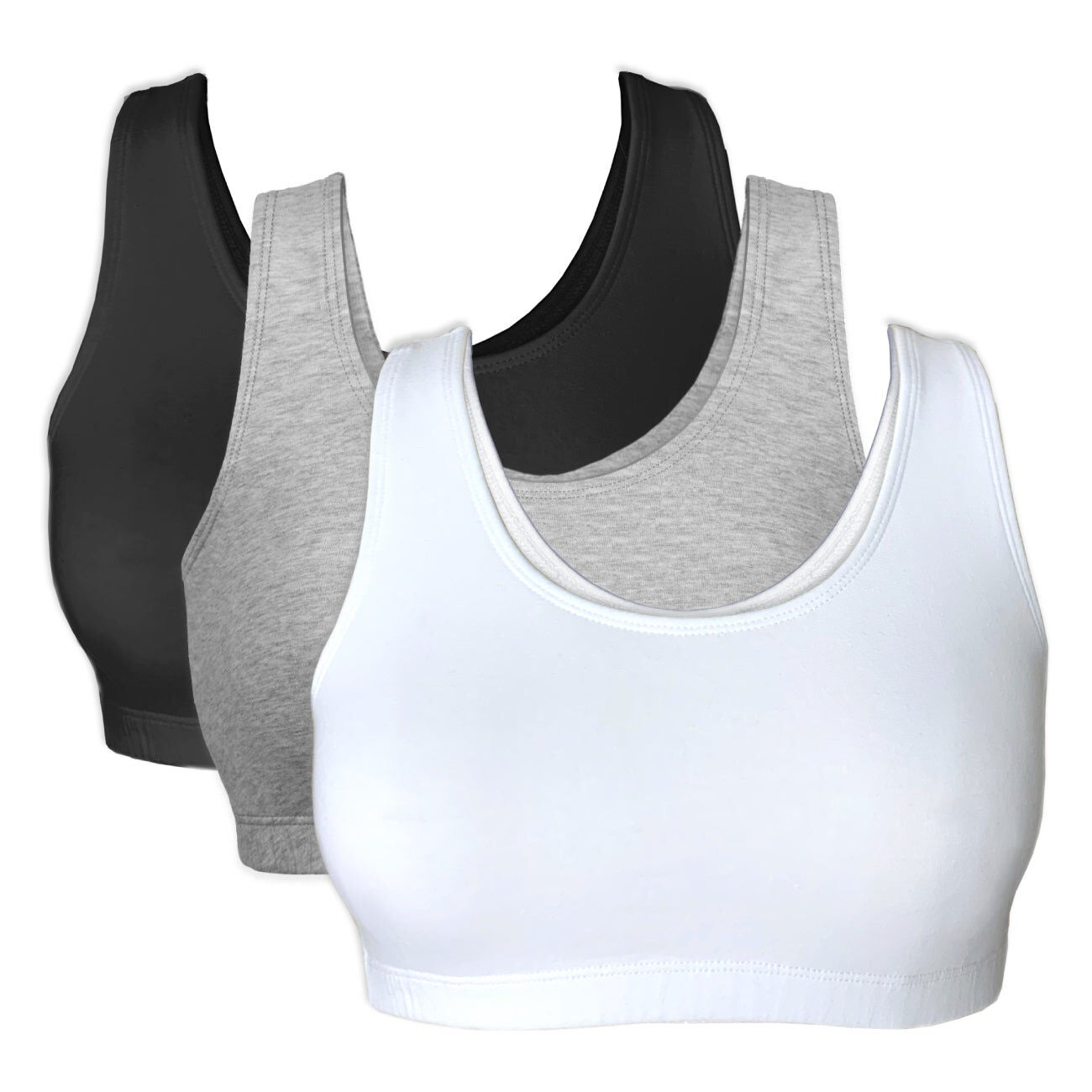 Bestform Tank Style Sports Bra 3-Pack - 5009012PP, WHITE GREY BLACK, hi-res image number 0