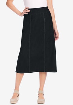 Flex-Fit Pull-On Denim Skirt