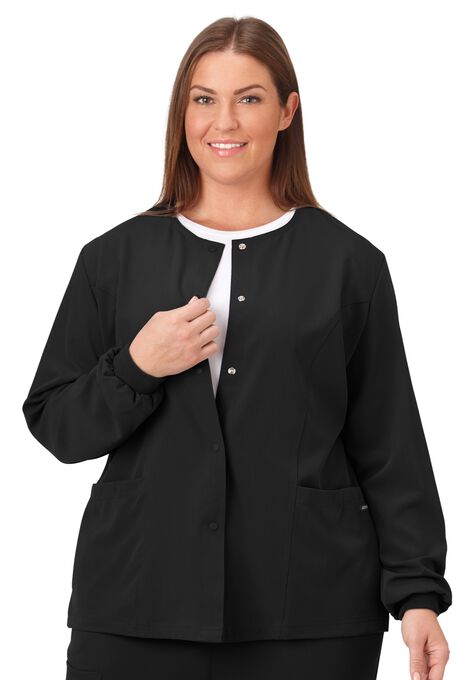 Jockey Scrubs Women's Snap to it Warm-Up Jacket, BLACK, hi-res image number null