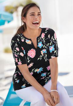 Short-Sleeve Notch-Neck Tee