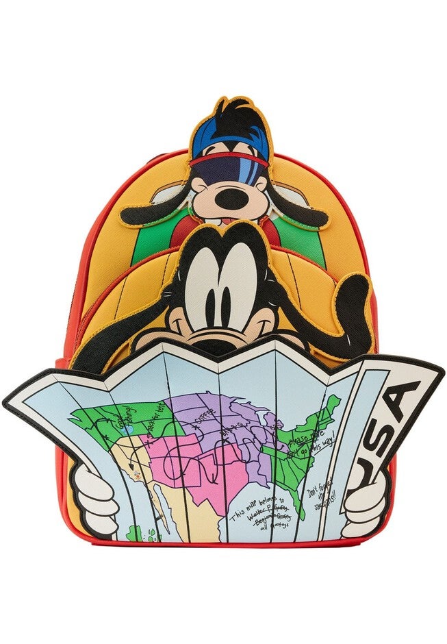 Loungefly X Disney Goofy Movie Road Trip Backpack Red Yellow Max, RED, hi-res image number 0