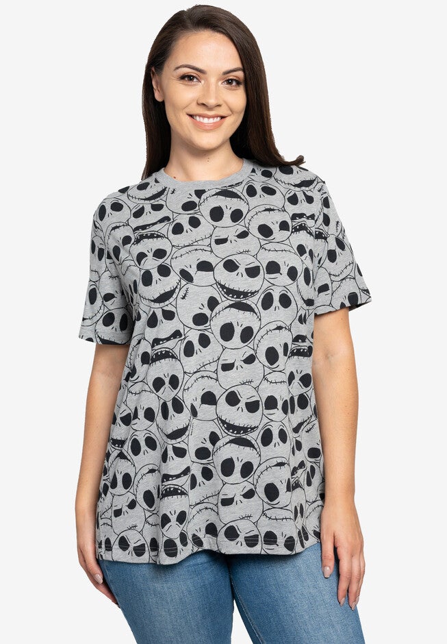 Jack Skellington T-Shirt Nightmare Before Christmas Gray, GRAY, hi-res image number 0