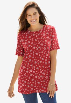 Perfect Printed Short-Sleeve Crewneck Tee