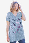 Marled V-Neck Tunic, NAVY BUTTERFLIES, hi-res image number null