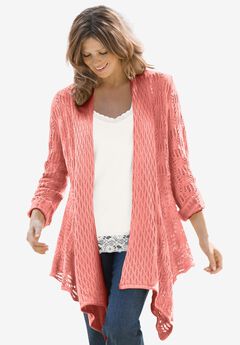 Open Front Pointelle Cardigan
