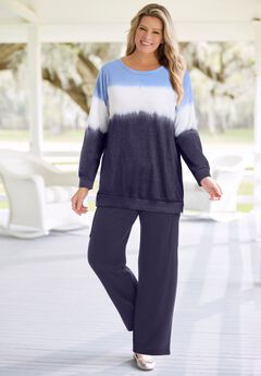 Tie-dyed knit sweatshirt tunic
