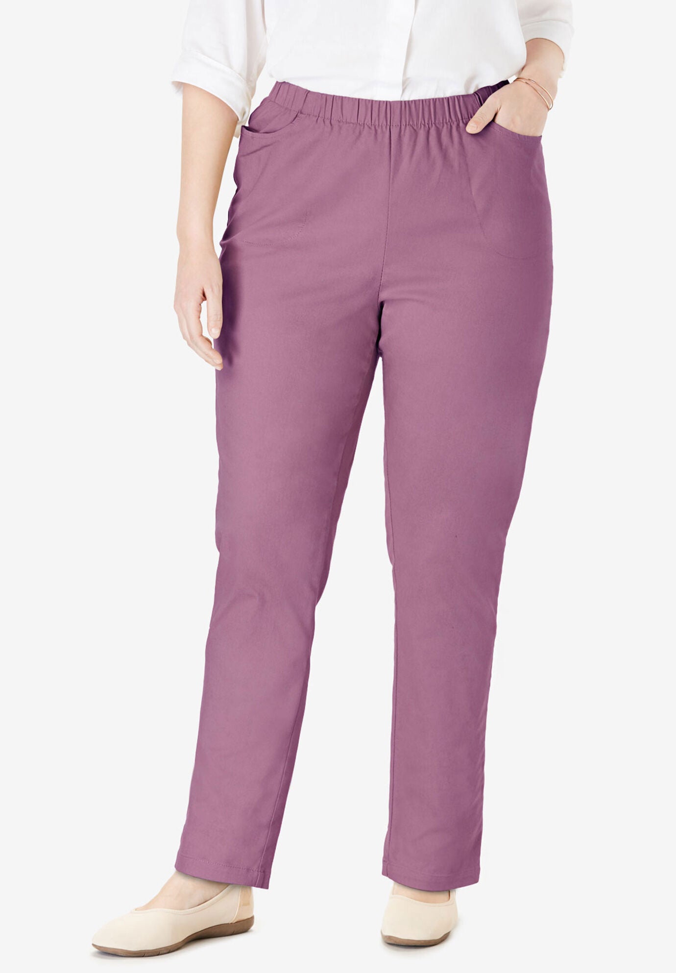 Woman Within Womens Plus Size Straight Leg Fineline Jean