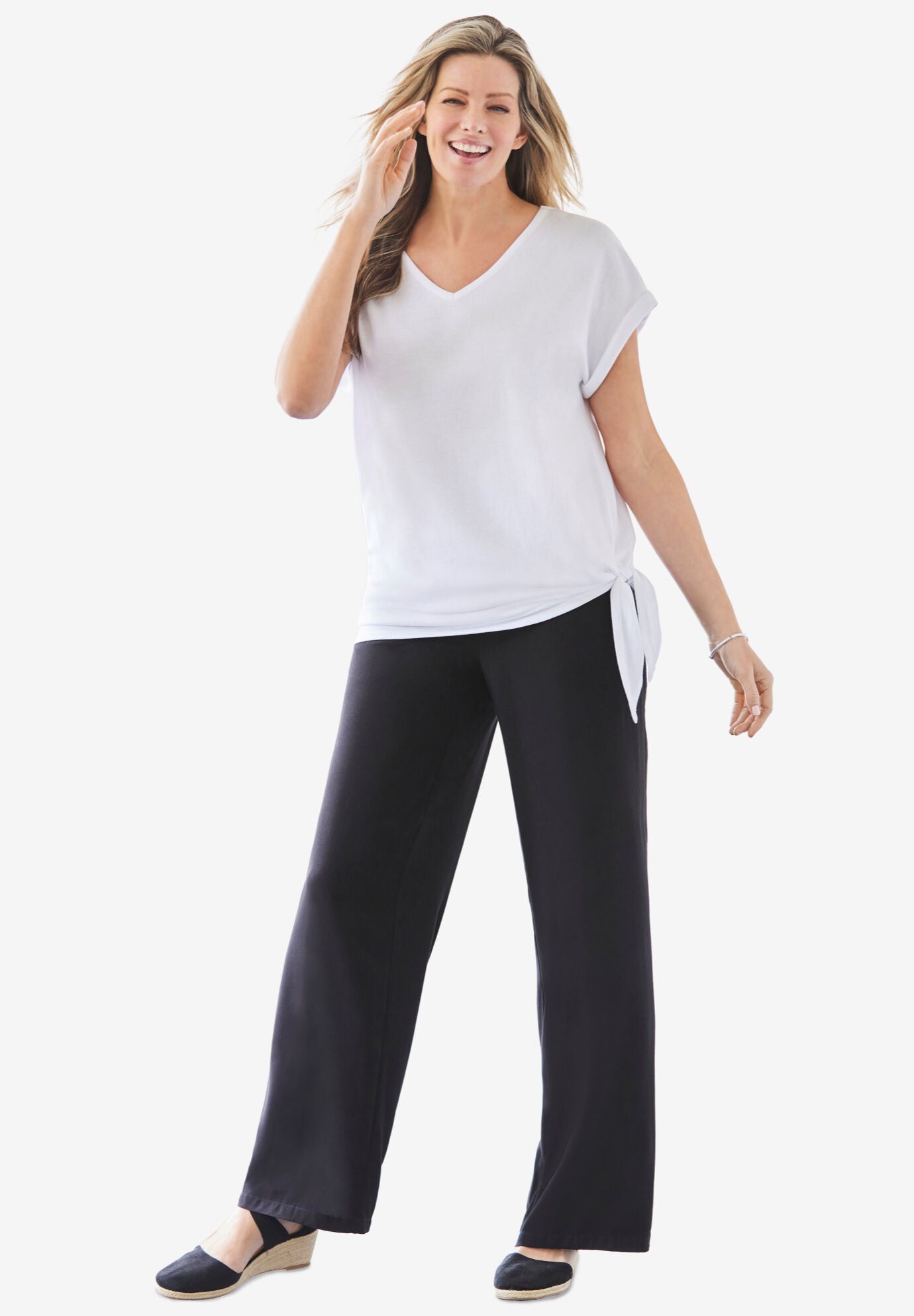 Pull-On Elastic Waist Soft Pants, , alternate image number 2