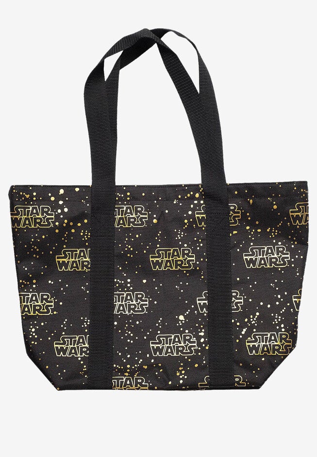 Star Wars Zippered Travel Tote Bag All-over Metallic Logo Shoulder Handbag, , on-hover image number 1