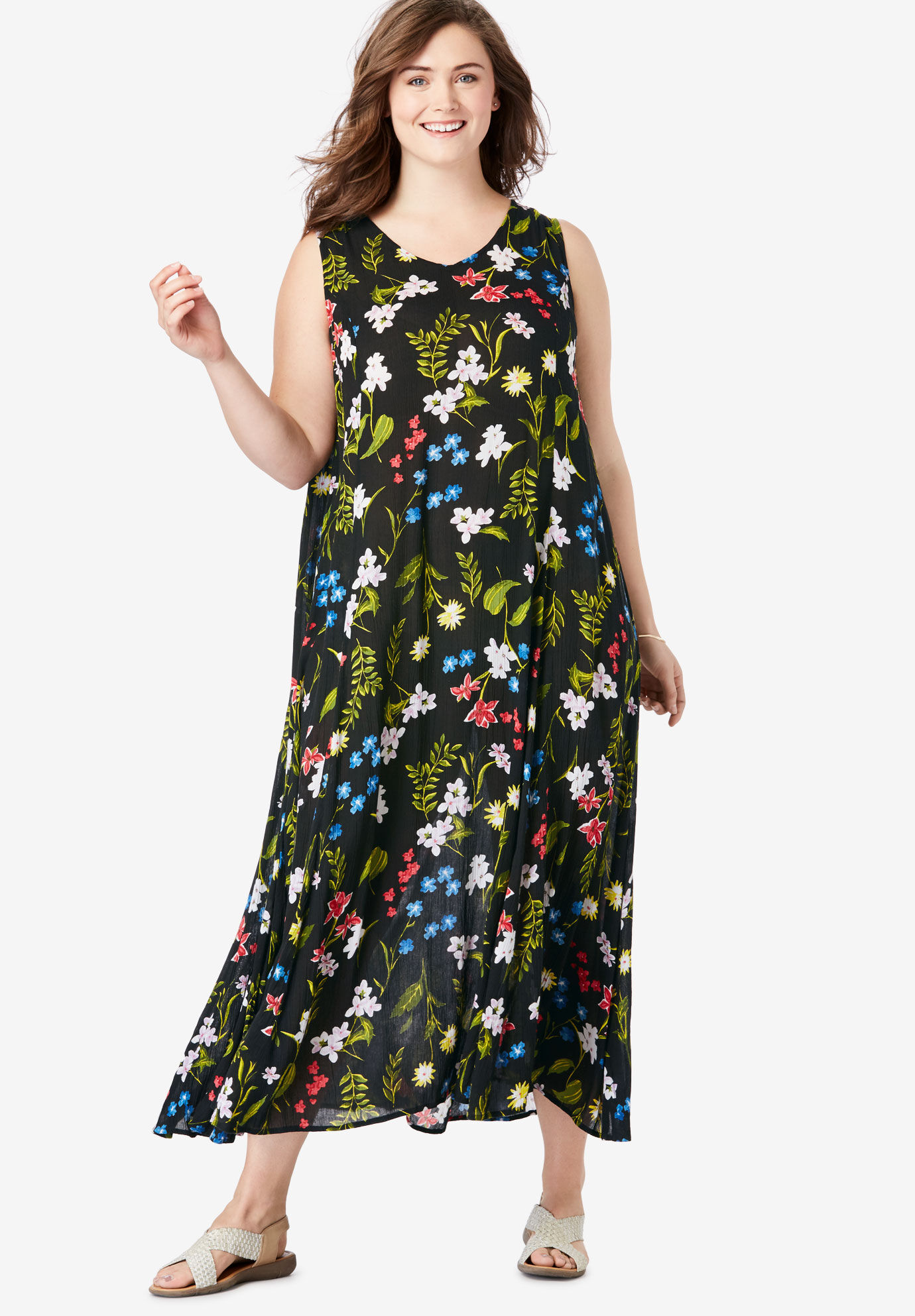 woman within crinkle maxi dress