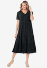 Button-Front Tiered Dress, , alternate image number null
