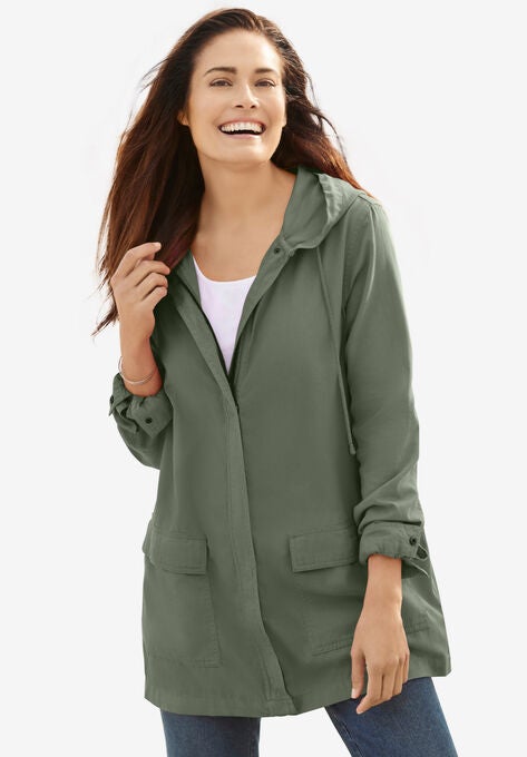 Lightweight Hooded Jacket, OLIVE GREEN, hi-res image number null
