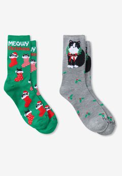 MeMoi® 2-Pack Holiday Crew Socks