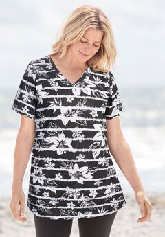 Perfect Printed Short-Sleeve V-Neck Tee