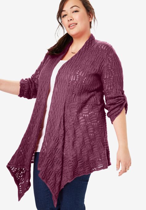 Open Front Pointelle Cardigan | Woman Within