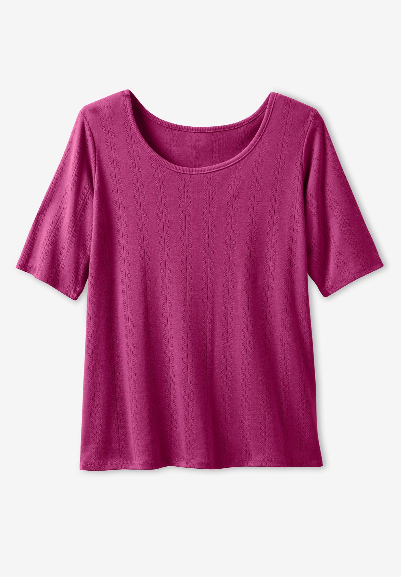 Pointelle Scoopneck Tee, , alternate image number 4