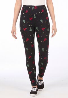 Stretch-Cotton Knit Pull-On Printed Leggings