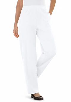 7-Day Knit Ribbed Straight-Leg Pull-On Pants
