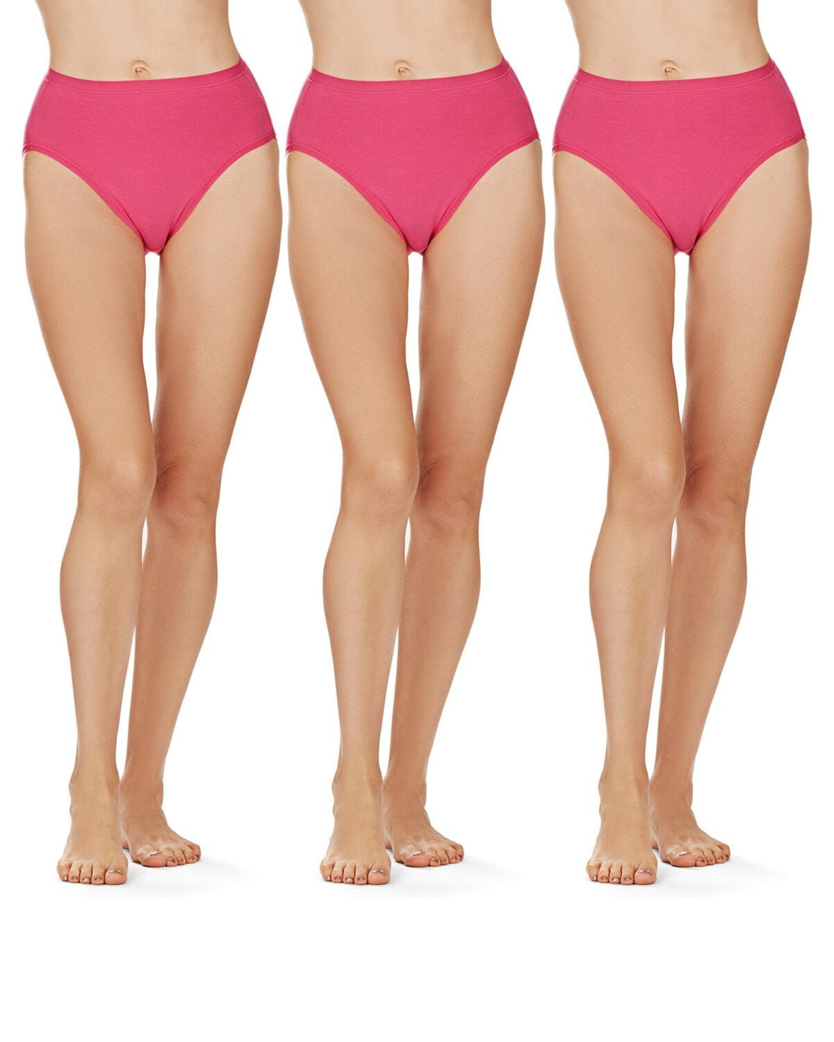Combed Cotton Basic Hipster Panties 3 Pack, FUCHSIA PINK, alternate image number 1