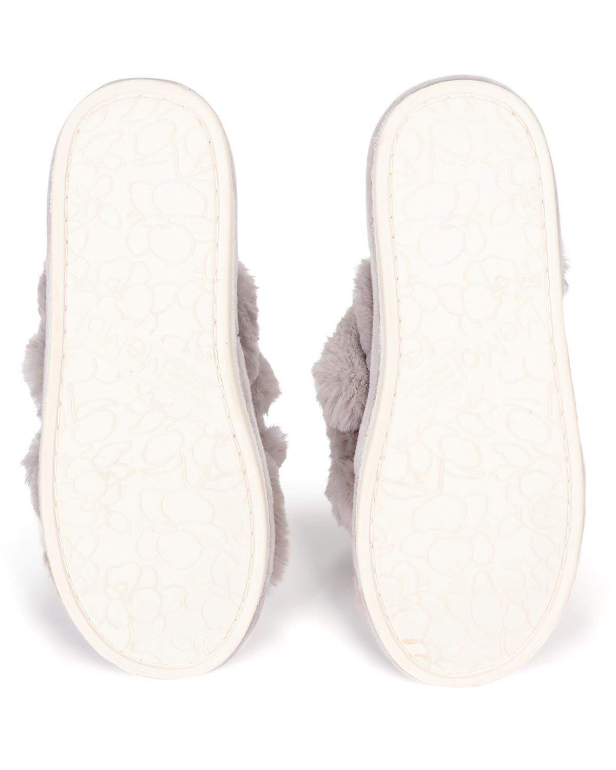 Women's Double Cross Plush Slippers, GRAY, alternate image number 1