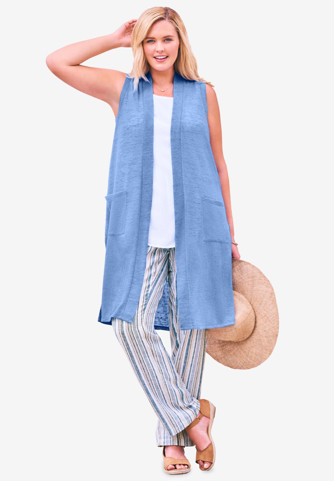 Loose And Thin Linen Vest_BDHL5985