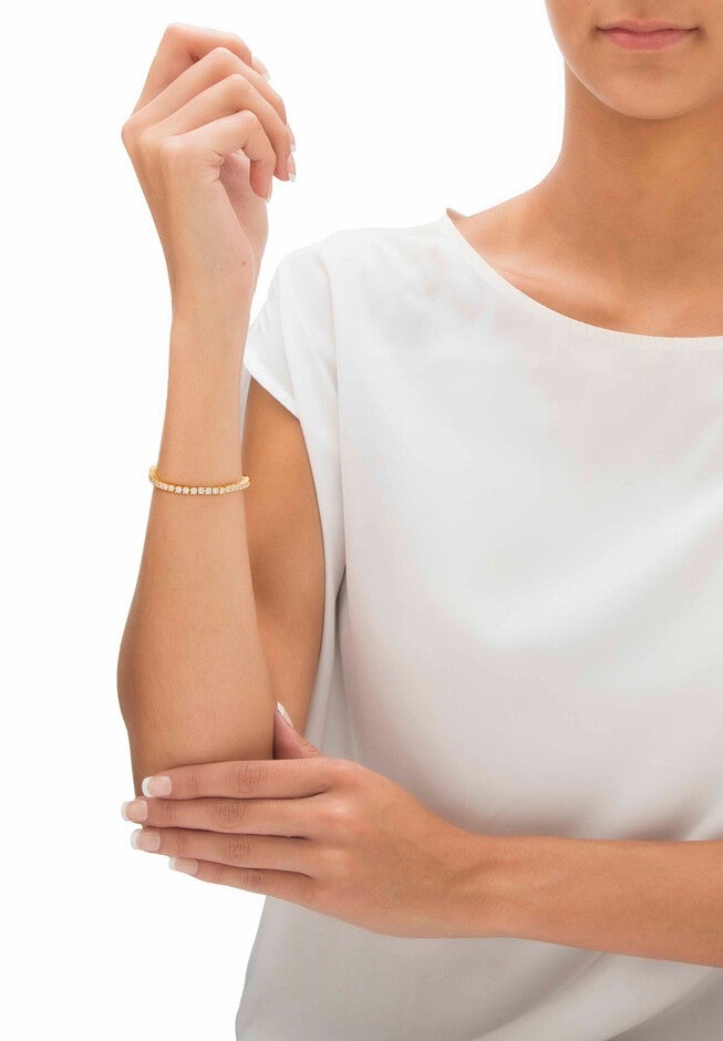 Cubic Zirconia Bolo Bracelet(4mm) in Yellow Goldplate, , alternate image number 2