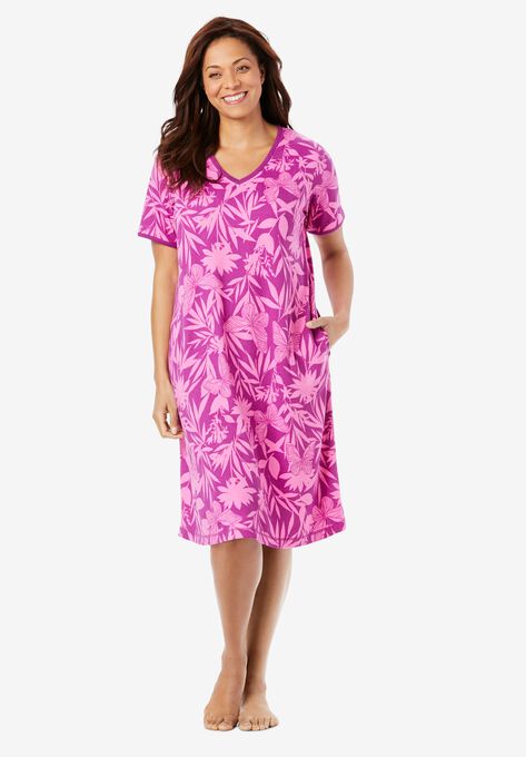 Short T-Shirt Lounger , RICH MAGENTA BUTTERFLY PRINT, hi-res image number null