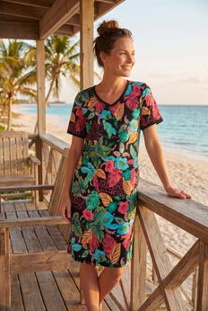 V-Neck Short Sleeve Short T-Shirt Lounger