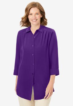 No Iron Three-Quarter Sleeve Peachskin Shirt