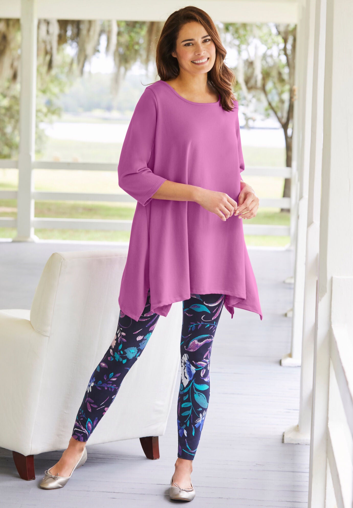 French Terry Handkerchief Hem Tunic, , alternate image number 5