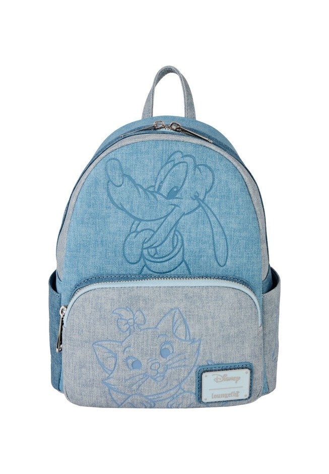 Loungefly x Disney Dogs and Cats Mini Backpack Faux Denim, BLUE, hi-res image number null