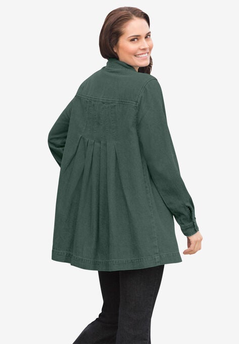Pleat-Back Denim Jacket, , alternate image number null