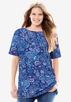Perfect Printed Short-Sleeve Boatneck Tunic