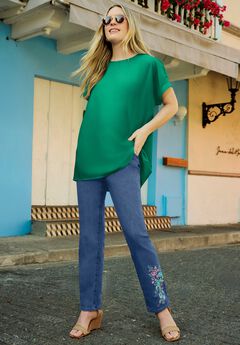 Short Sleeve Dolman Button Tee