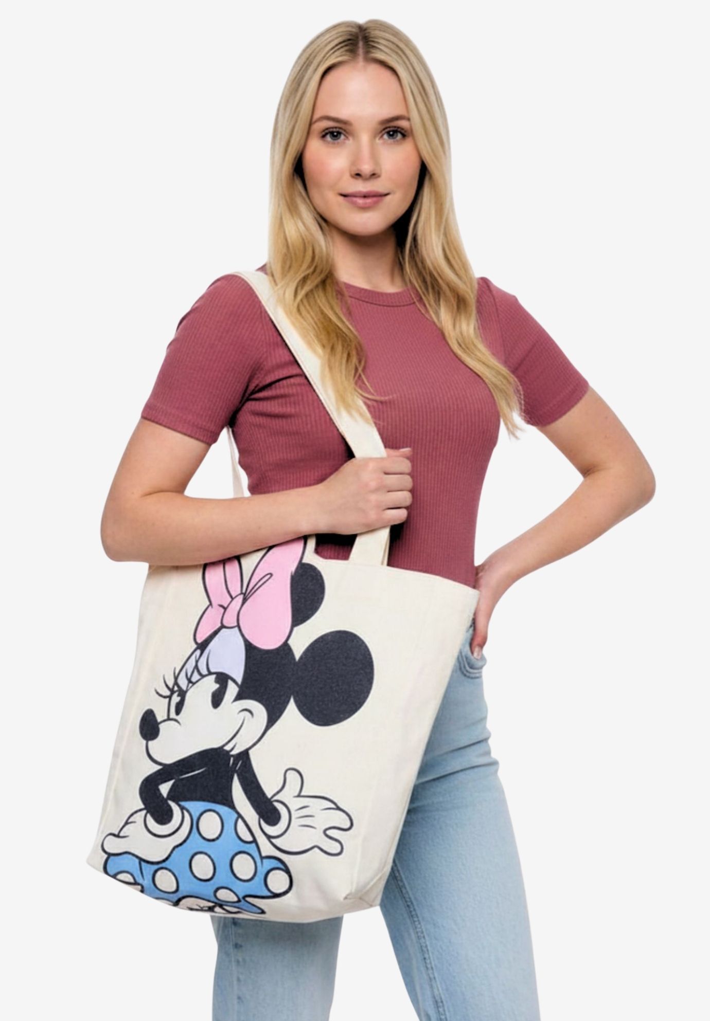 Disney Minnie Mouse Die-Cut Canvas Tote Bag with Shaped Top, BEIGE, alternate image number 5